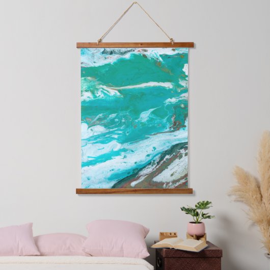Beach House Blauwe abstracte golf Hangend Wandkleed (Slaapkamer)