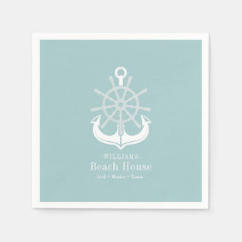 Beach House Blauwgroen familienaam Anchor Servet