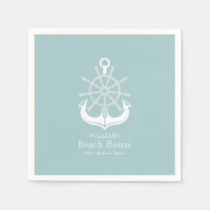 Beach House Blauwgroen familienaam Anchor Servet