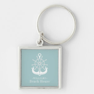 Beach House Blauwgroen familienaam Anchor Sleutelhanger