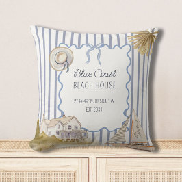 Beach House Blue Coastal Chic Blue Stripes Kussen