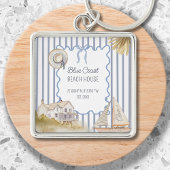 Beach House Blue Coastal Chic Blue Stripes Sleutelhanger