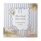 Beach House Blue Coastal Chic Blue Stripes Tegeltje (Voorkant)