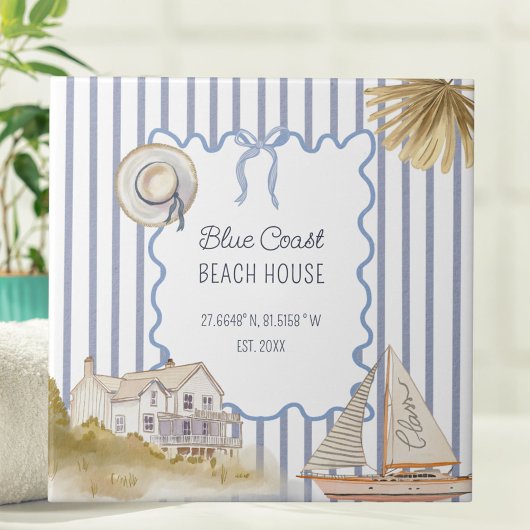 Beach House Blue Coastal Chic Blue Stripes Tegeltje