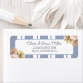 Beach House Blue Strip Coastal Boho Retouradres Etiket (Insitu)