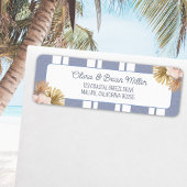 Beach House Blue Strip Coastal Boho Retouradres Etiket