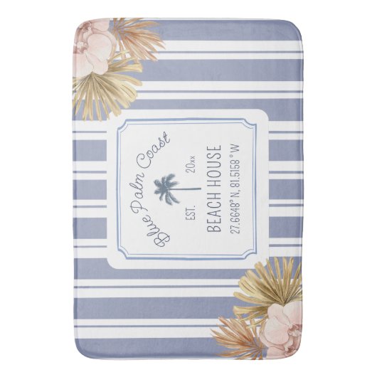Beach House Blue Stripes Coastal Boho Farmhouse Badmat (Voorkant Verticaal)