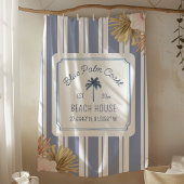 Beach House Blue Stripes Coastal Boho Farmhouse Fleece Deken