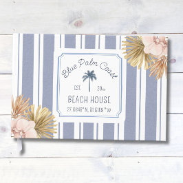 Beach House Blue Stripes Coastal Boho Farmhouse Gastenboek