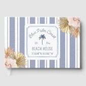 Beach House Blue Stripes Coastal Boho Farmhouse Gastenboek (Voorkant)