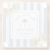 Beach House Blue Stripes Coastal Boho Farmhouse Glazen Onderzetter (Achterkant)