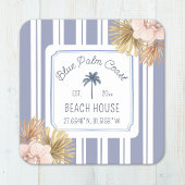Beach House Blue Stripes Coastal Boho Farmhouse Kartonnen Onderzetters