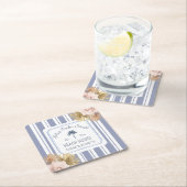 Beach House Blue Stripes Coastal Boho Farmhouse Kartonnen Onderzetters (Insitu)