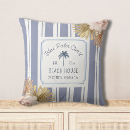 Beach House Blue Stripes Coastal Boho Farmhouse Kussen