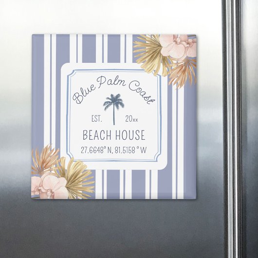 Beach House Blue Stripes Coastal Boho Farmhouse Magneet