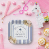 Beach House Blue Stripes Coastal Boho Farmhouse Papieren Bordje (Feest)