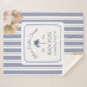 Beach House Blue Stripes Coastal Boho Farmhouse Sherpa Deken (Voorkant (horizontaal))