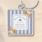 Beach House Blue Stripes Coastal Boho Farmhouse Sleutelhanger