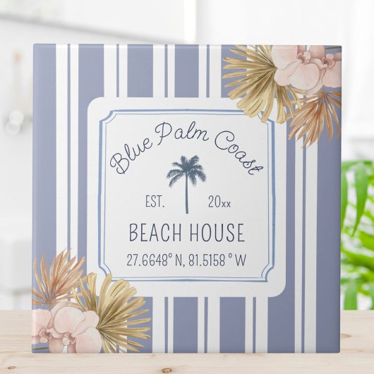 Beach House Blue Stripes Coastal Boho Farmhouse Tegeltje