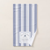 Beach House Blue Stripes Coastal Farmhouse Bad Handdoek (Handdoek)
