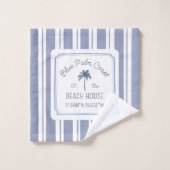 Beach House Blue Stripes Coastal Farmhouse Bad Handdoek (Wasdoekje)