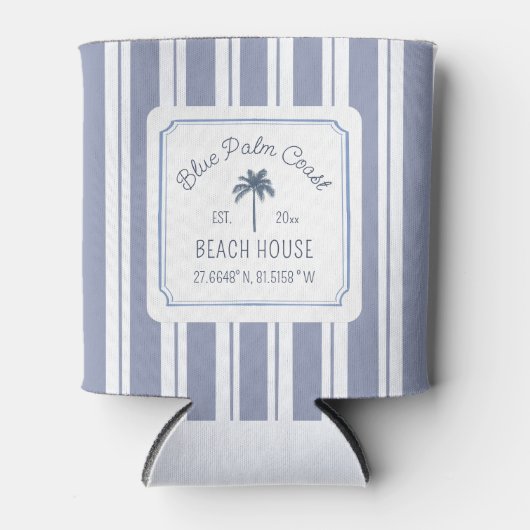 Beach House Blue Stripes Coastal Farmhouse Blikjeskoeler (Voorkant)