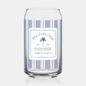 Beach House Blue Stripes Coastal Farmhouse Blikvorm Glas (Voorkant)