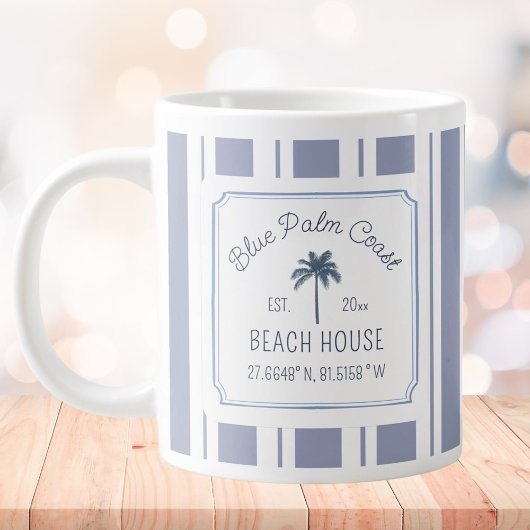 Beach House Blue Stripes Coastal Farmhouse Grote Koffiekop