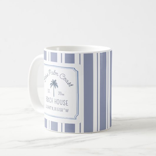 Beach House Blue Stripes Coastal Farmhouse Koffiemok (Voorkant links)