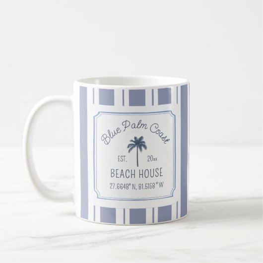 Beach House Blue Stripes Coastal Farmhouse Koffiemok (Links)