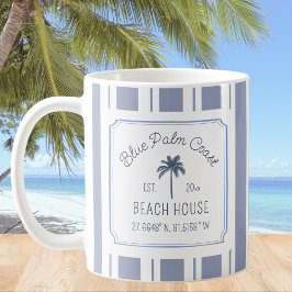Beach House Blue Stripes Coastal Farmhouse Koffiemok