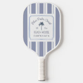 Beach House Blue Stripes Coastal Farmhouse Pickleball Paddle (Voorkant)