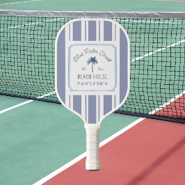 Beach House Blue Stripes Coastal Farmhouse Pickleball Paddle