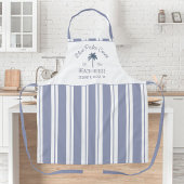 Beach House Blue Stripes Coastal Farmhouse Schort