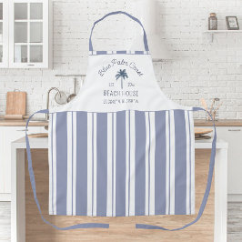 Beach House Blue Stripes Coastal Farmhouse Schort