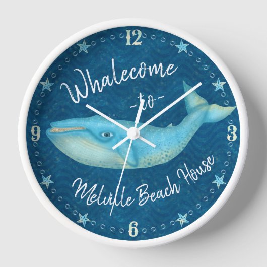 Beach House Blue Whale Nautical Whalecome | Aangep (Voorkant)