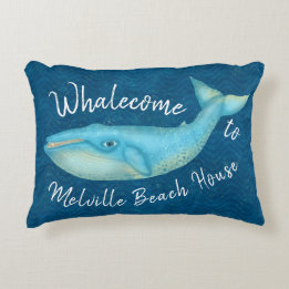 Beach House Blue Whale Nautical Whalecome | Aangep Accent Kussen
