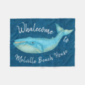 Beach House Blue Whale Nautical Whalecome | Aangep Fleece Deken (Voorkant (Horizontaal))