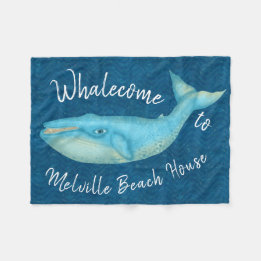 Beach House Blue Whale Nautical Whalecome | Aangep Fleece Deken