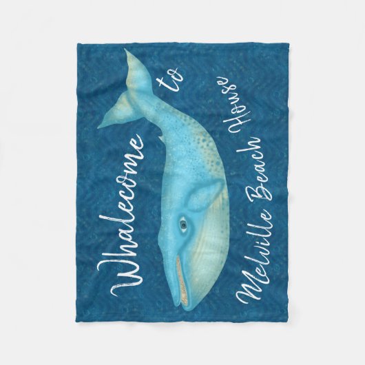 Beach House Blue Whale Nautical Whalecome | Aangep Fleece Deken (Voorkant)