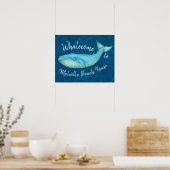 Beach House Blue Whale Nautical Whalecome | Aangep Poster (Keuken)