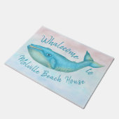 Beach House Blue Whale Nautical Whalecome | Naam Deurmat (Schuin)