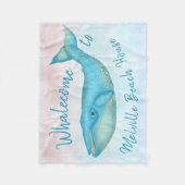 Beach House Blue Whale Nautical Whalecome | Naam Fleece Deken (Voorkant)