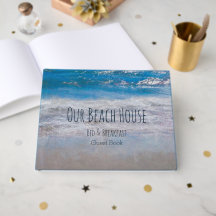 Beach House Blue White Coastal Ocean Guest Book