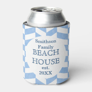 Beach House Blue White Herringbone Aangepaste na Blikjeskoeler
