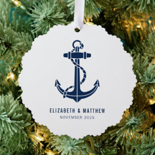 Beach House Boat Anchor Wedding Favors Custom Ornament Kaart