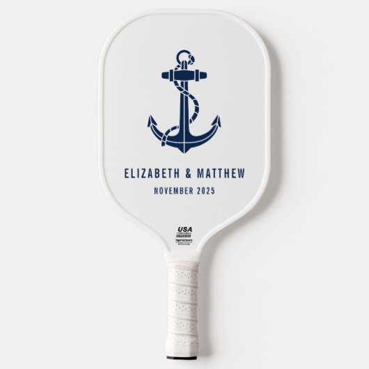 Beach House Boat Anchor Wedding Favors Custom Pickleball Paddle (Achterkant)