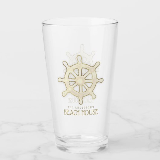 Beach House Boat Helm Gold ID623 Glas (Voorkant)