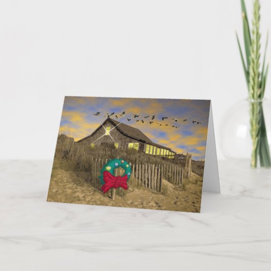 Beach House Christmas Card-H Feestdagen Kaart (Voorkant)