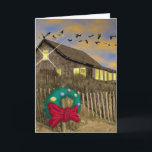 Beach House Christmas Card-V Feestdagen Kaart<br><div class="desc">Geïnspireerd voor this image flows from Chester, my family, and my friends. Why evening? Because that's when we are more likely to gather together. Glow from a full moon rising illuminates opposite from the sunset, while candle & kitchen light beckon with boorth. . just south of Avalon Pier in Kill...</div>